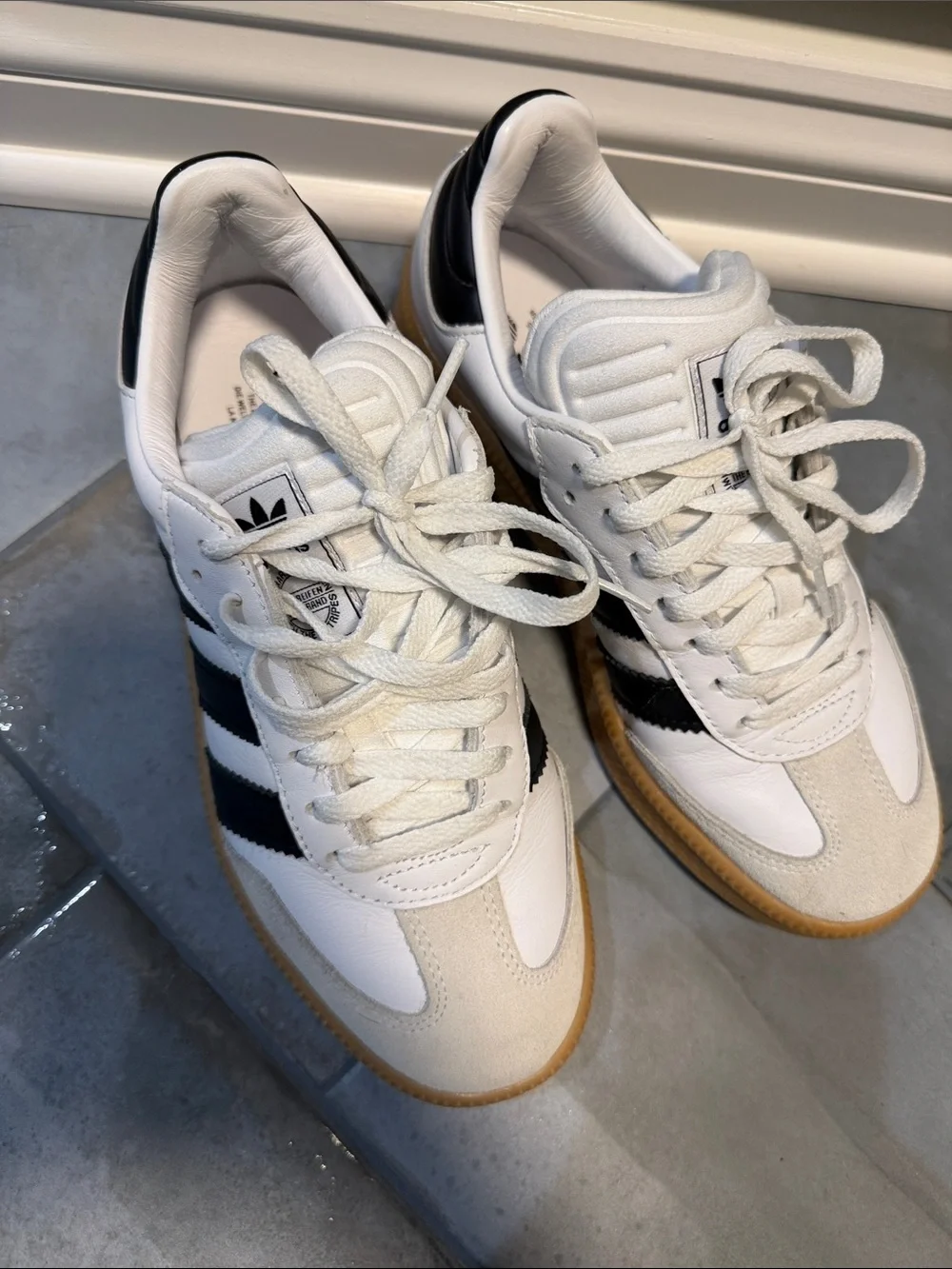 adidas White Black & Gum Classic Sneakers